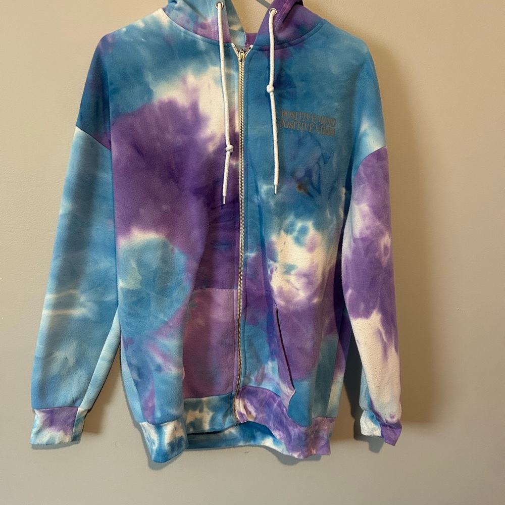 Rue 21 Positive Vibes on Back Tie-Dye Oversized Women’s Small Zip Up Hoodie